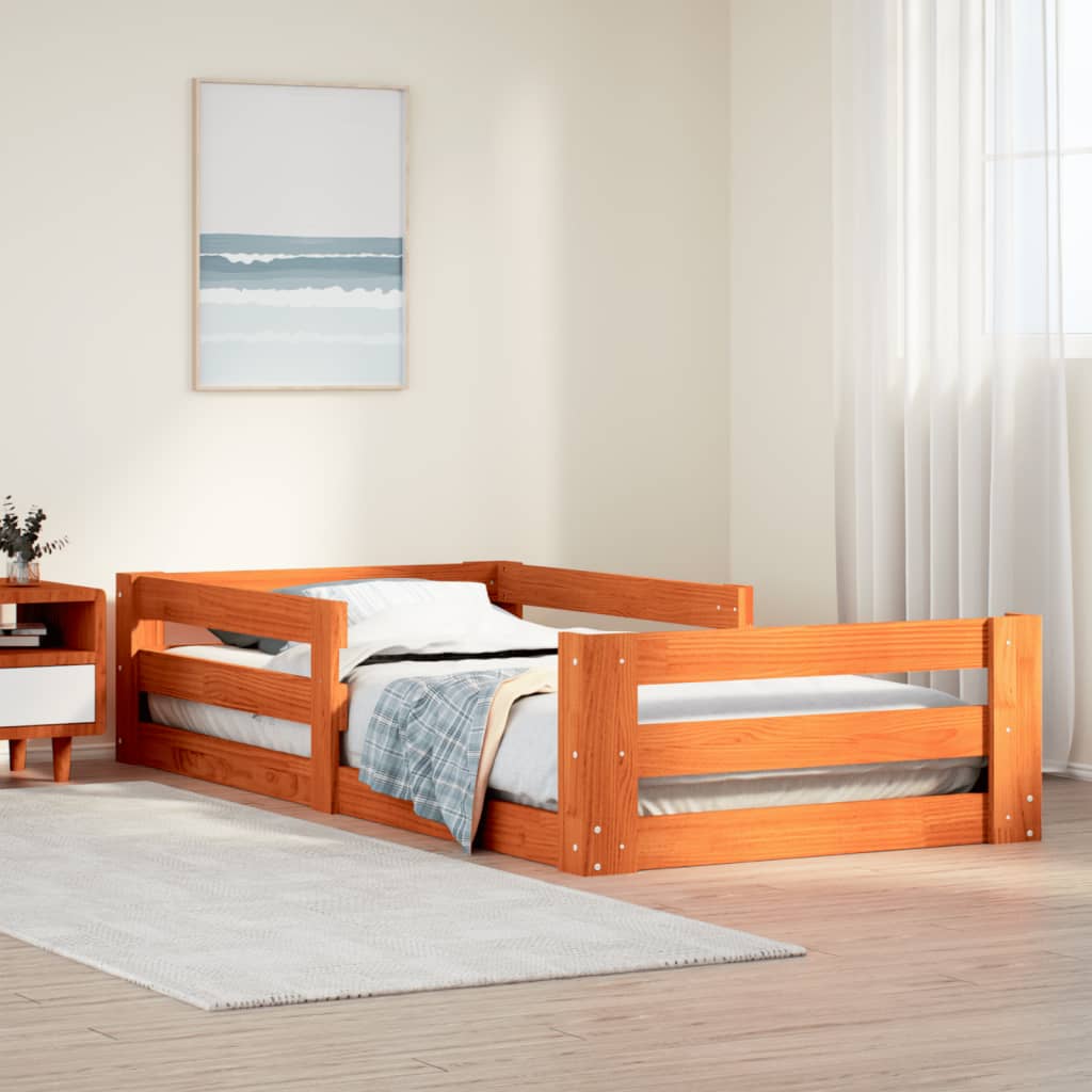 Bedframe zonder matras massief grenenhout wasbruin 80x200 cm – afbeelding 1