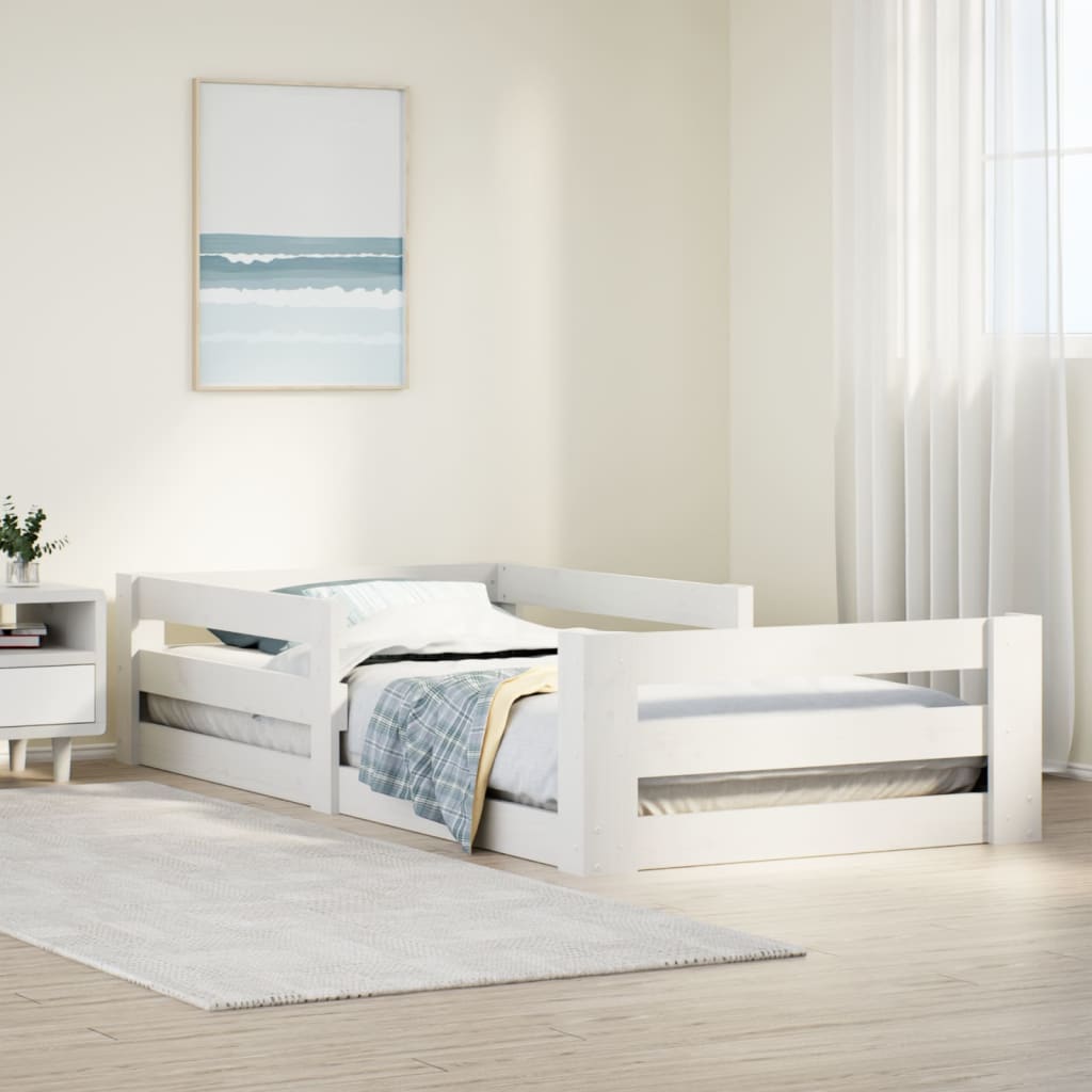 Bedframe zonder matras massief grenenhout wit 90x200 cm – afbeelding 1