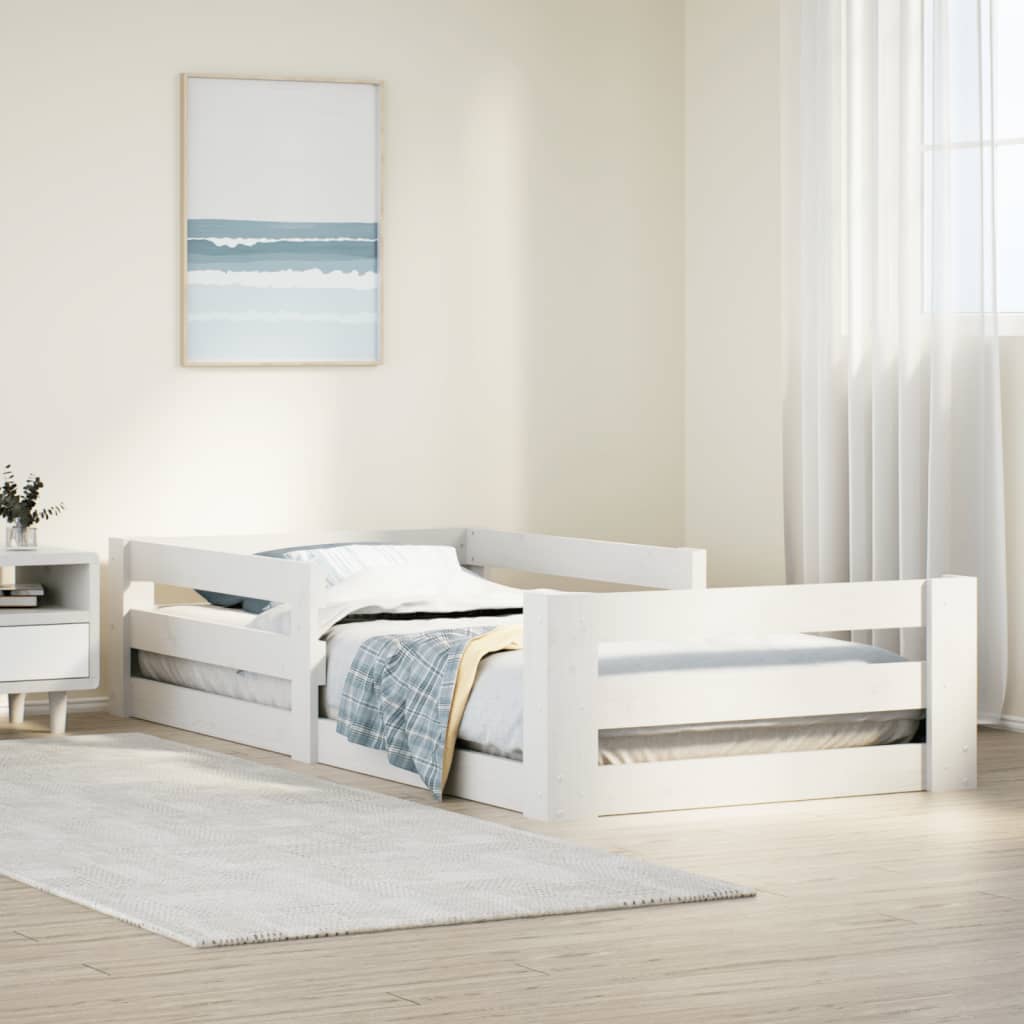 Bedframe zonder matras 80x160 cm massief grenenhout wit – afbeelding 1
