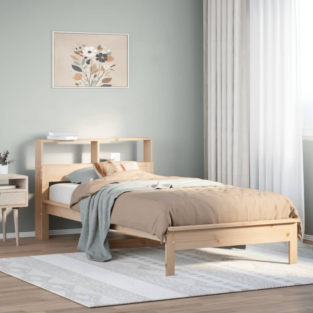 Bed met boekenkast zonder matras massief grenenhout 100x200 cm – afbeelding 1