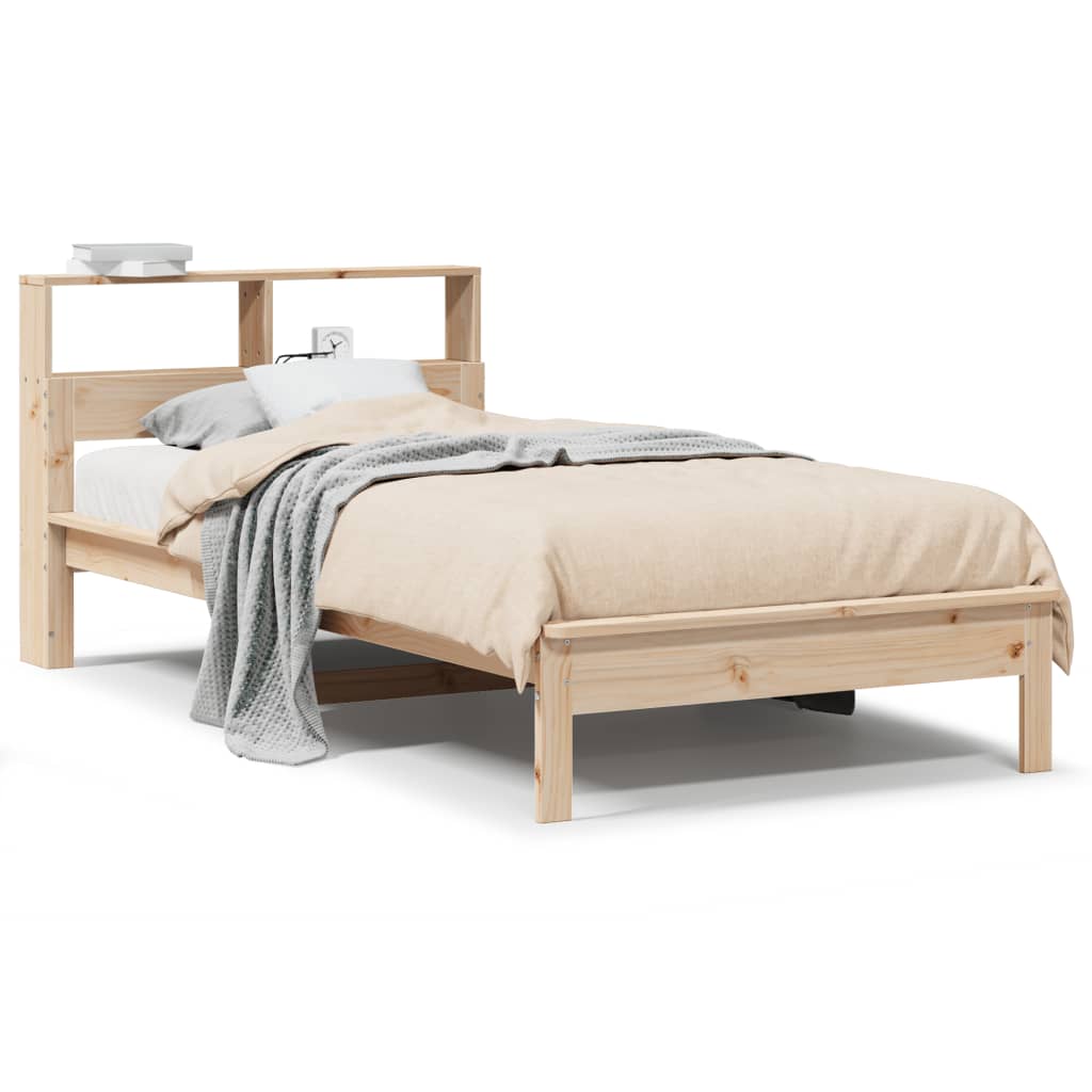 Bed met boekenkast zonder matras massief grenenhout 90x190 cm – afbeelding 2