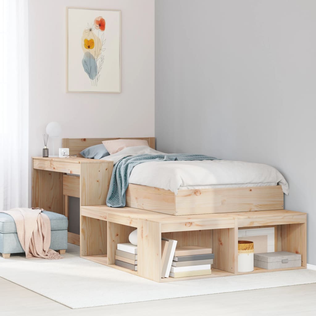 Nachtkastje met bureau 232x122x75 cm massief grenenhout – afbeelding 1
