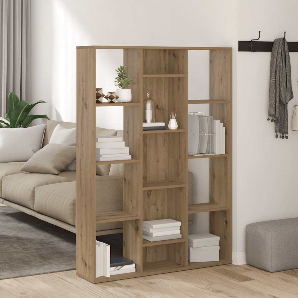 Kamerscherm/boekenkast 100x24x140 cm bewerkt hout eikenkleurig
