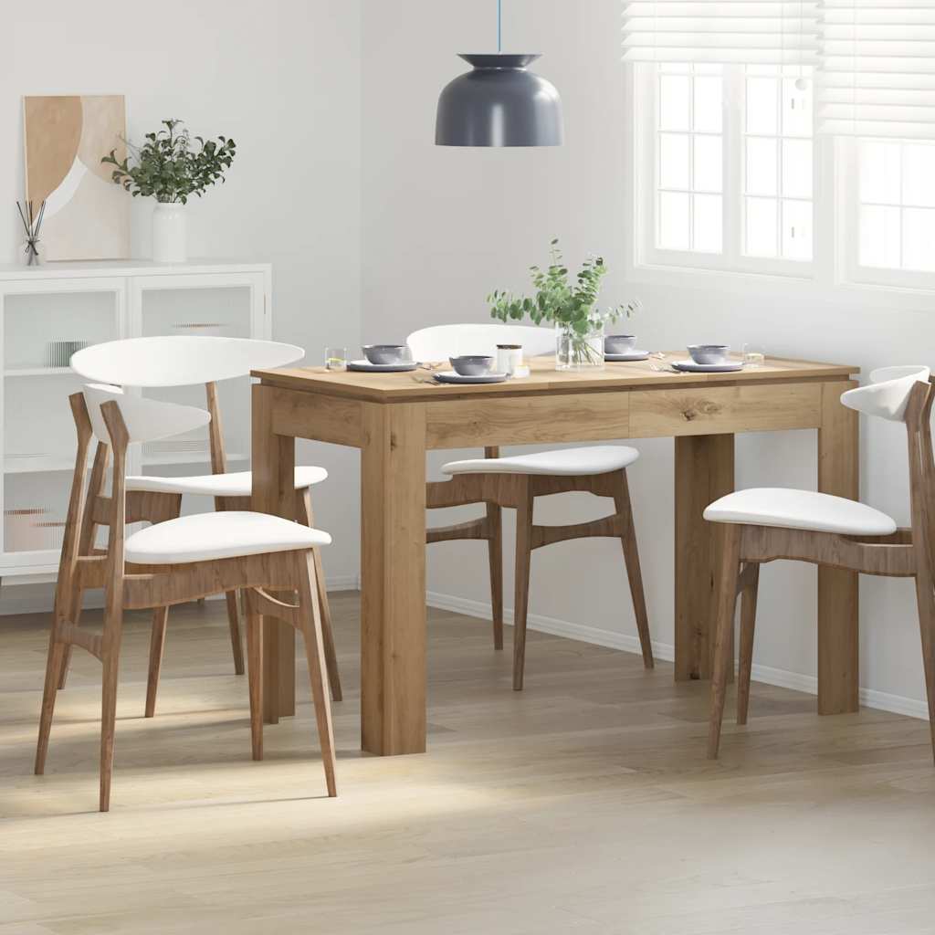 Eettafel 120x60x76 cm bewerkt hout artisanaal eikenkleur