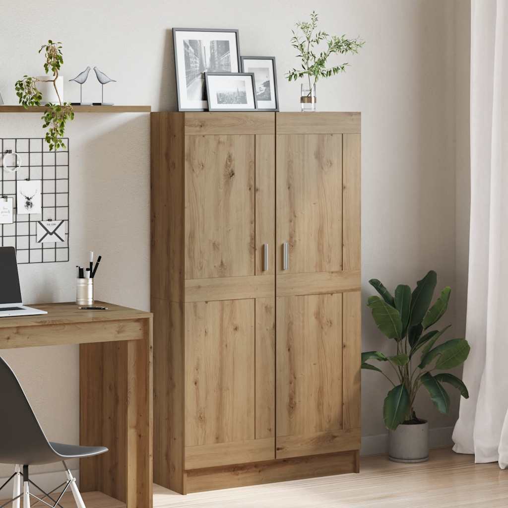 Boekenkast 82,5x30,5x150 cm bewerkt hout artisanaal eikenkleur – afbeelding 1