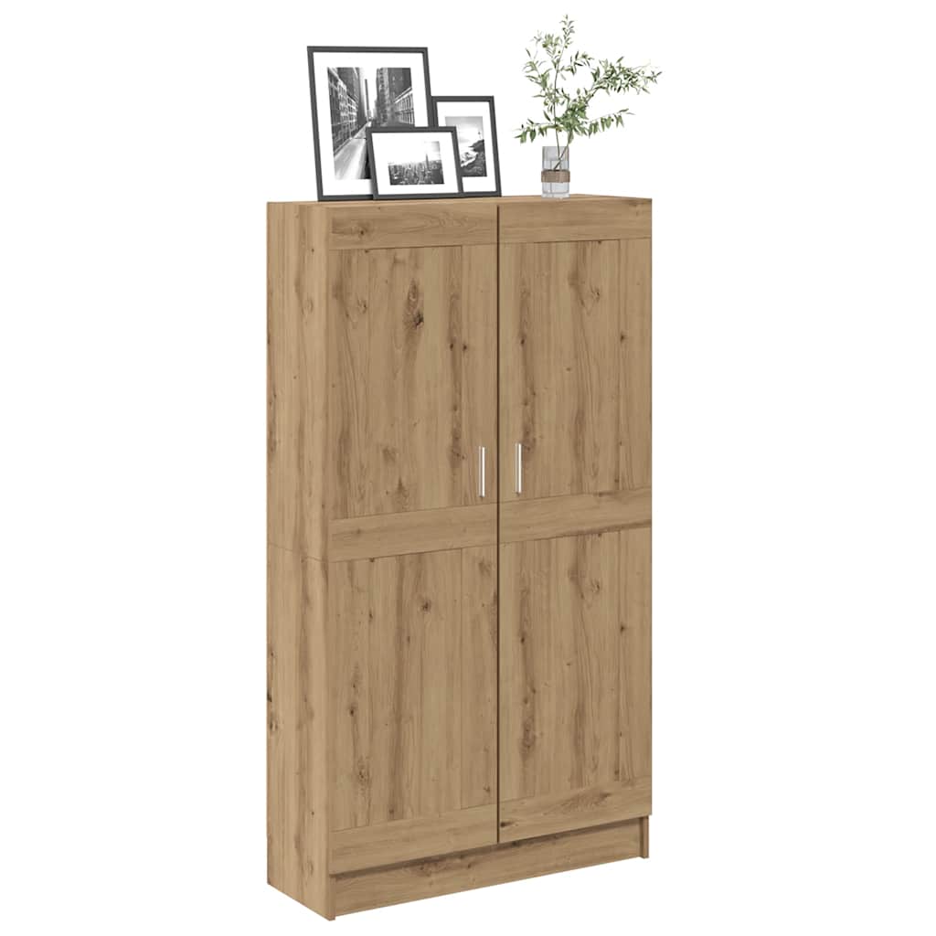 Boekenkast 82,5x30,5x150 cm bewerkt hout artisanaal eikenkleur – afbeelding 3