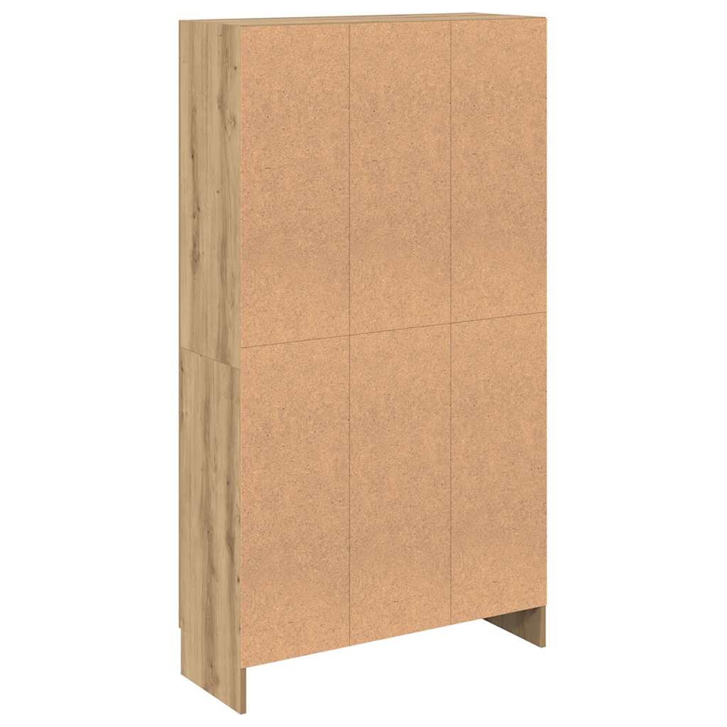 Boekenkast 82,5x30,5x150 cm bewerkt hout artisanaal eikenkleur – afbeelding 7