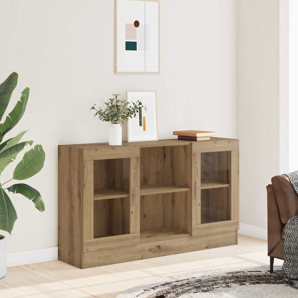 Dressoir 120x30,5x70 cm bewerkt hout artisanaal eikenkleurig