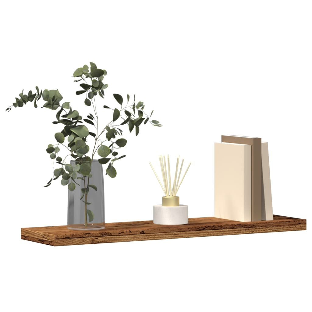 Wandschappen 4 st 40x10x1,5 cm bewerkt hout oud houtkleurig – afbeelding 1