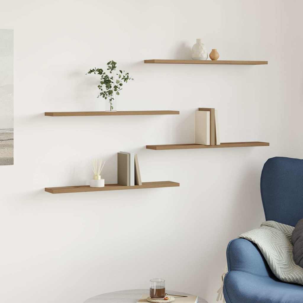 Wandschappen 4 st 60x10x1,5 cm bewerkt hout artisanaal eiken