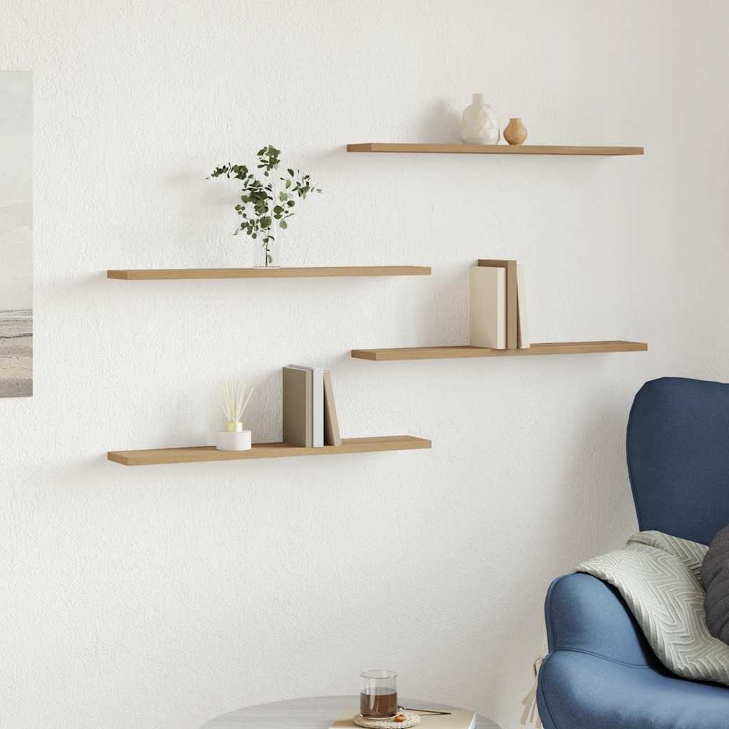 Wandschappen 4 st 60x20x1,5 cm bewerkt hout artisanaal eiken