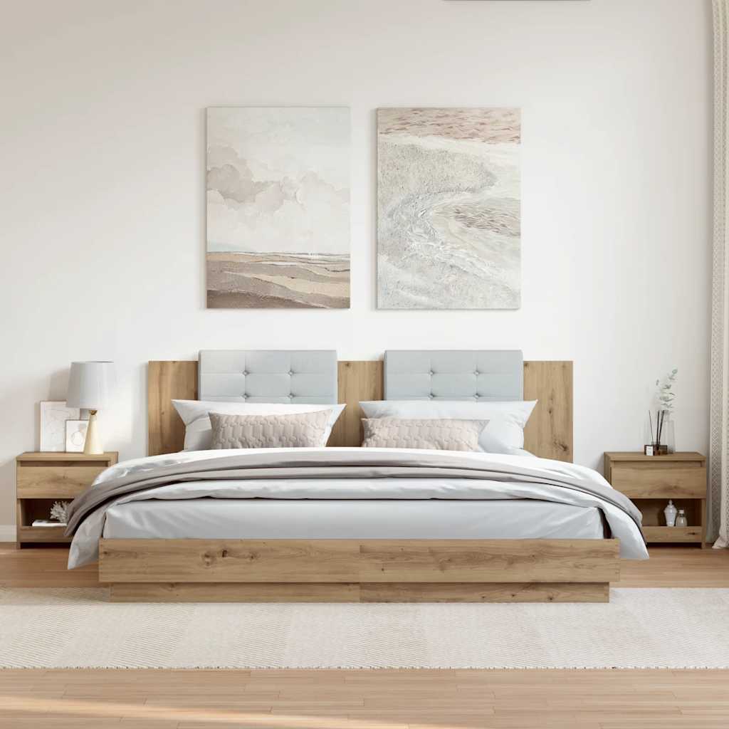 Nachtkastjes 2 st 40x30x39 cm bewerkt hout artisanaal eiken