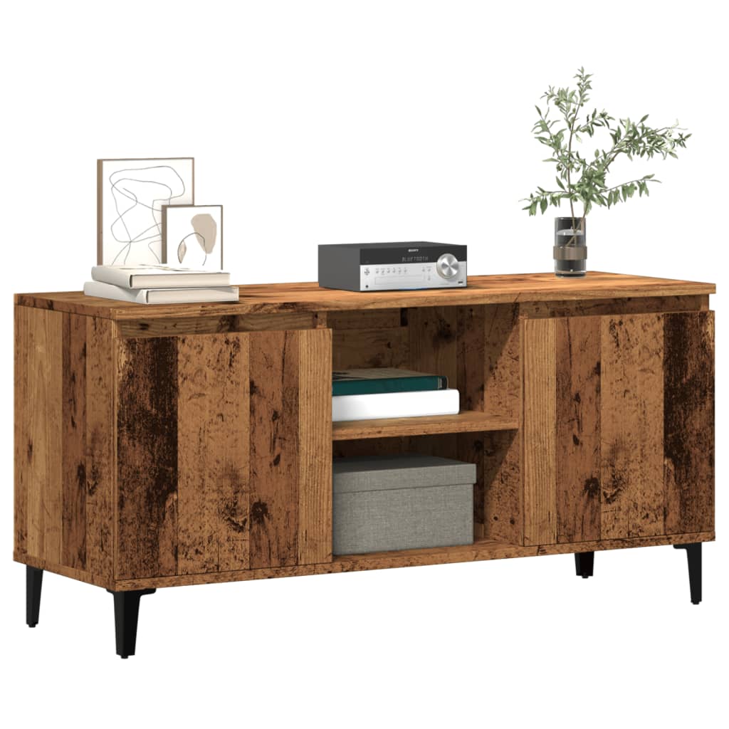 Tv-meubel 102x35x50 cm bewerkt hout oud houtkleurig – afbeelding 1