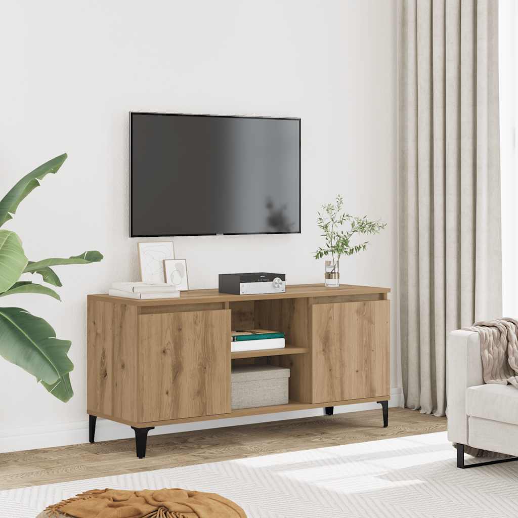 Tv-meubel 102x35x50 cm bewerkt hout artisanaal eikenkleur