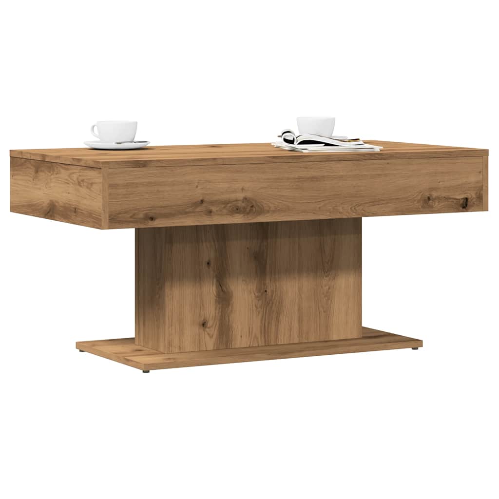 Salontafel artisanaal eiken 96x50x45 cm bewerkt hout