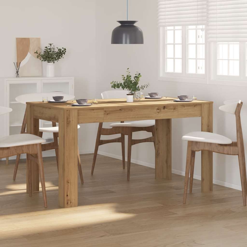 Eettafel 140x74,5x76 cm bewerkt hout artisanaal eikenkleurig