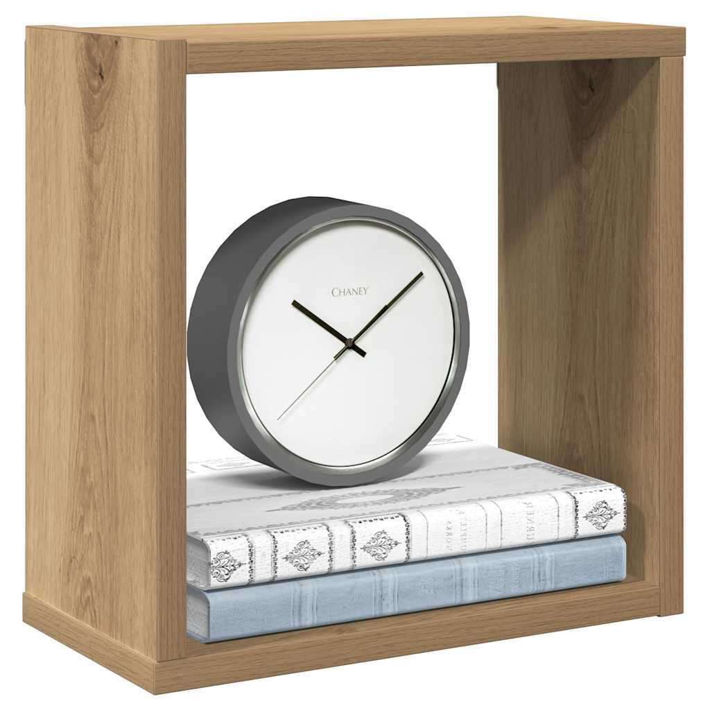 Wandschappen kubus 6st 30x15x30cm bewerkt hout artisanaal eiken