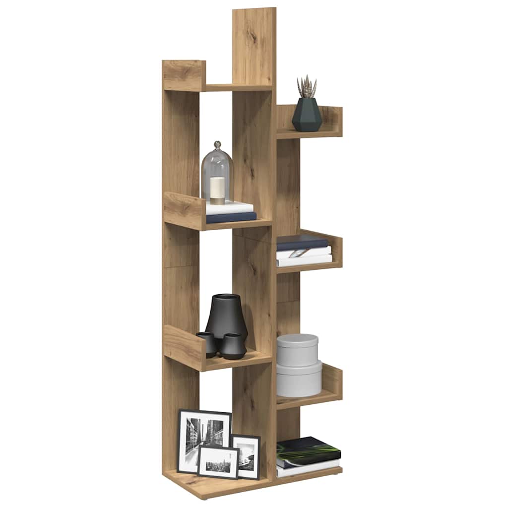 Boekenkast 48x25,5x140 cm bewerkt hout artisanaal eikenkleurig