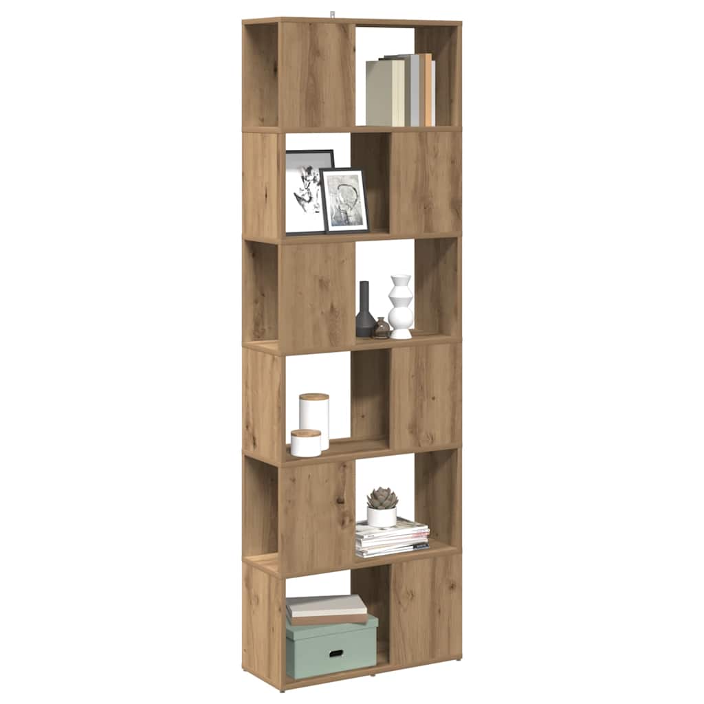 Boekenkast/kamerscherm 60x24x186 cm artisanaal eikenkleur