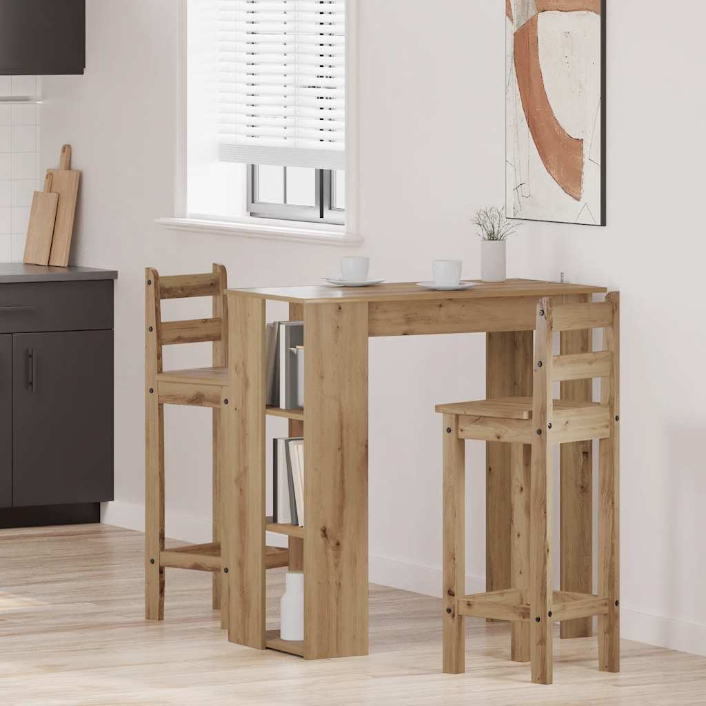Bartafel met schap 102x50x103,5cm bewerkt hout artisanaal eiken