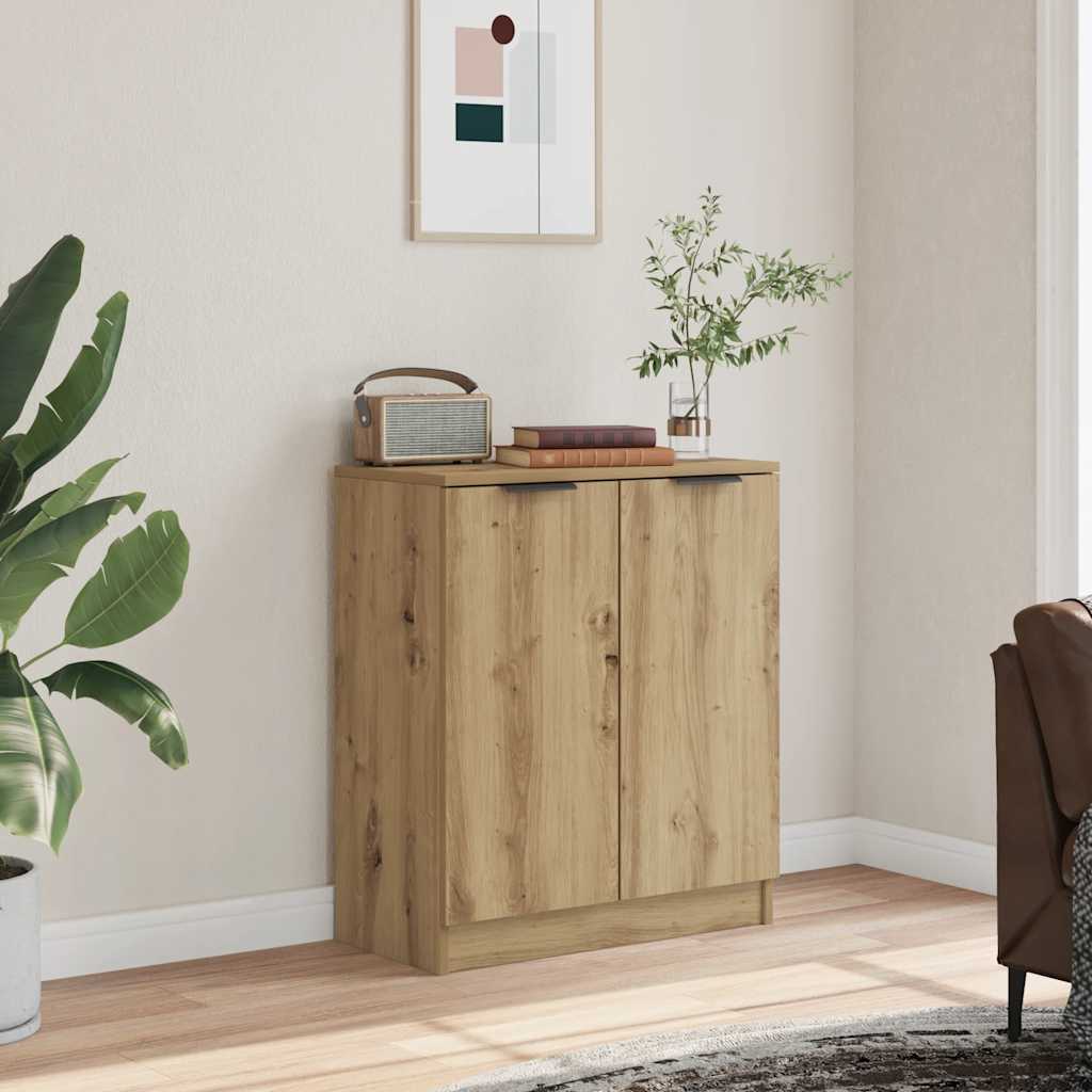 Dressoir 60x30x70 cm bewerkt hout artisanaal eikenkleurig