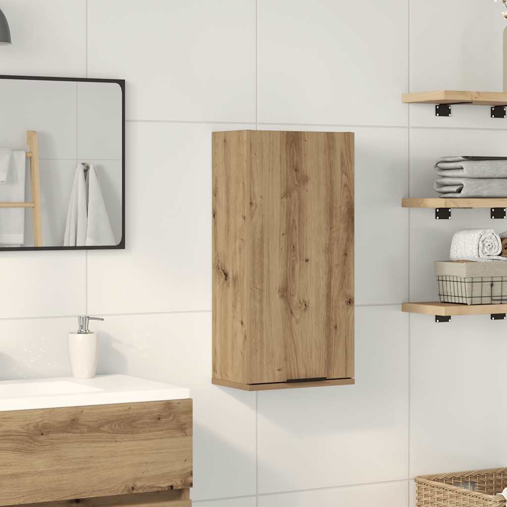 Badkamerkast wandgemonteerd 32x20x67 cm artisanaal eikenkleur