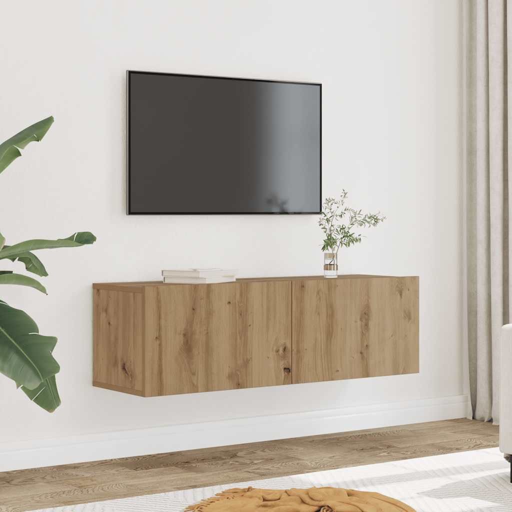 Tv-meubels 2 st wandgemonteerd 100x30x30 cm artisanaal eiken