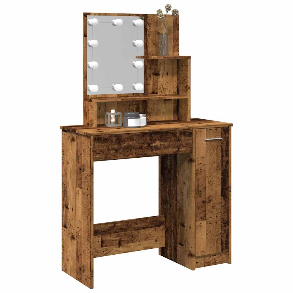 Kaptafel met LED-verlichting 86,5x35x136 cm oud houtkleurig – afbeelding 1