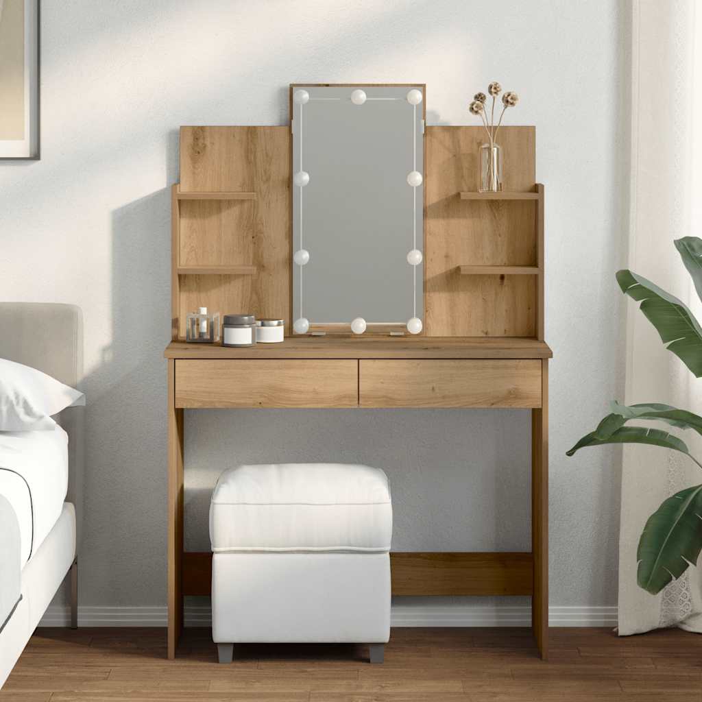 Kaptafel met LED-verlichting 96x40x142 cm artisanaal eikenkleur