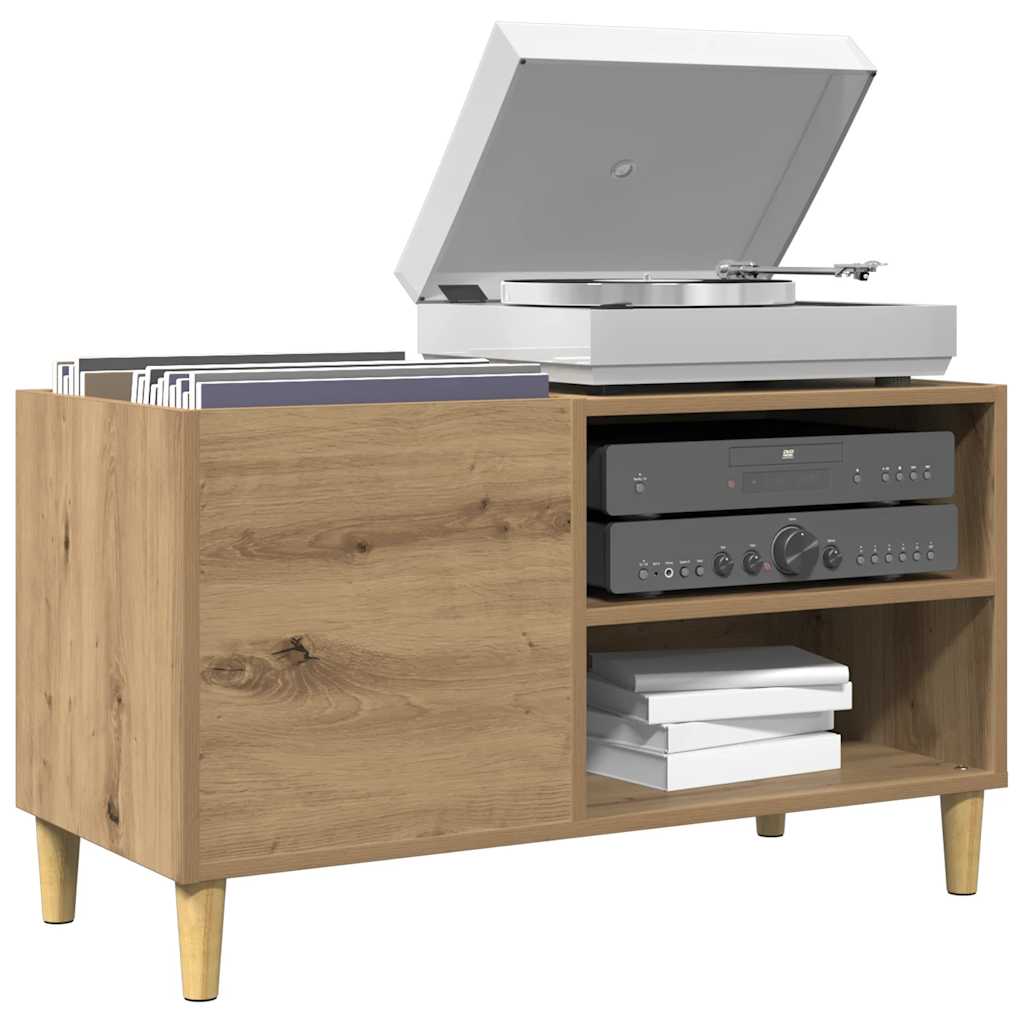 Platenkast 84,5x38x48 cm bewerkt hout artisanaal eikenkleur – afbeelding 1