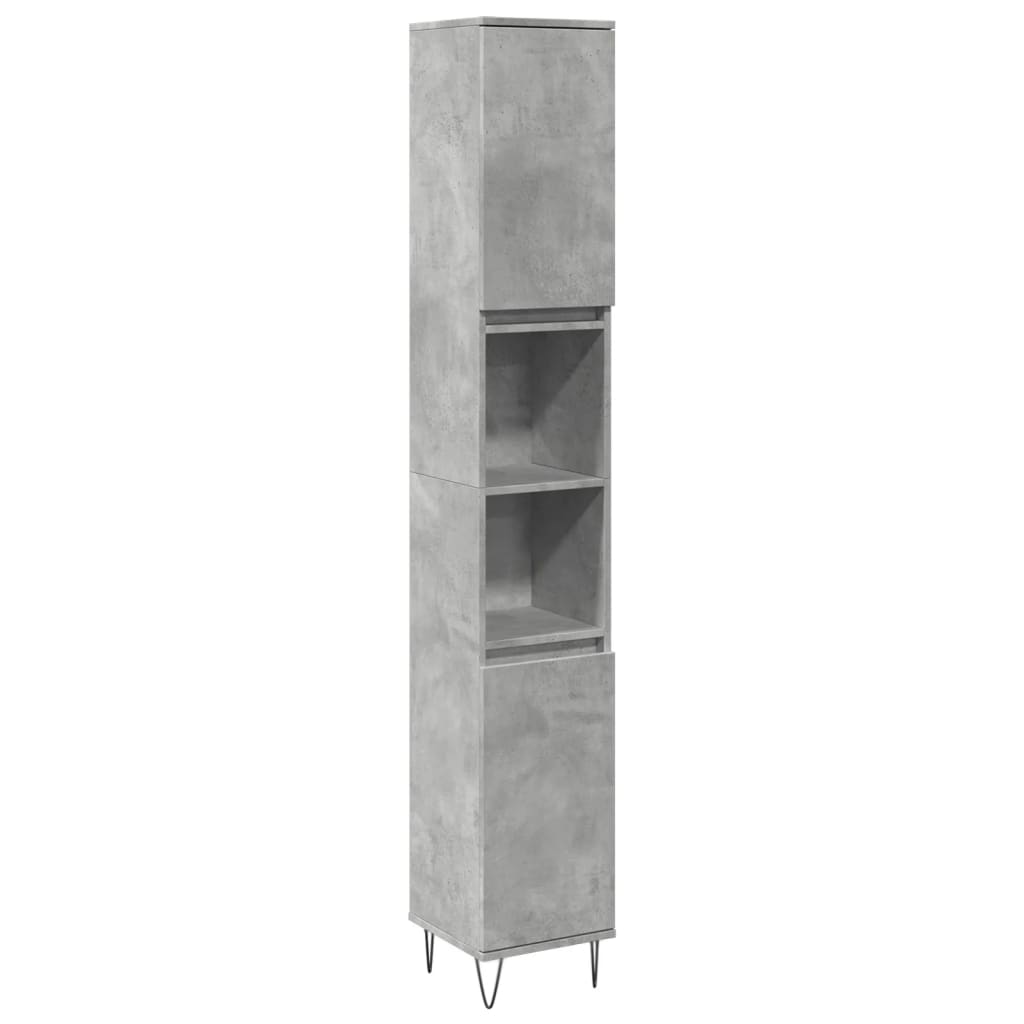 Badkamerkast 30x30x190 cm bewerkt hout betongrijs – afbeelding 2