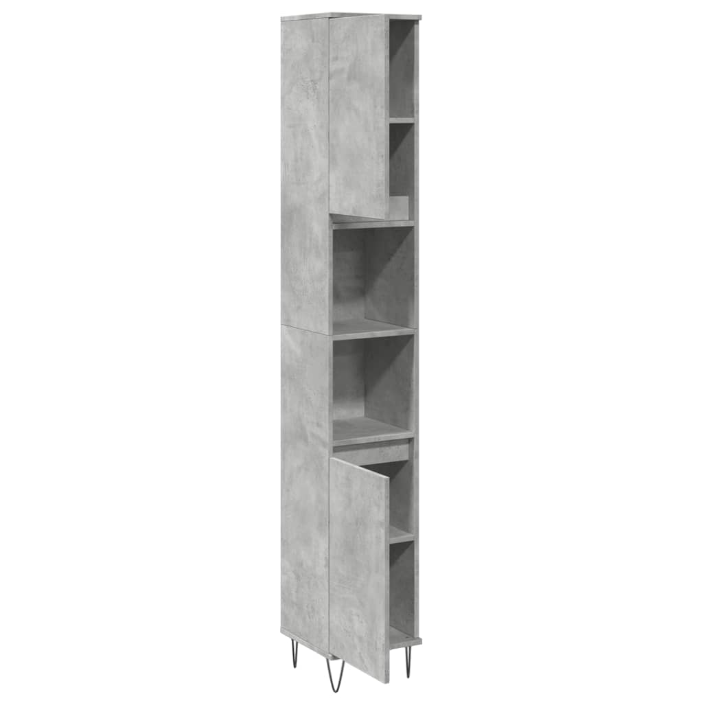 Badkamerkast 30x30x190 cm bewerkt hout betongrijs – afbeelding 7