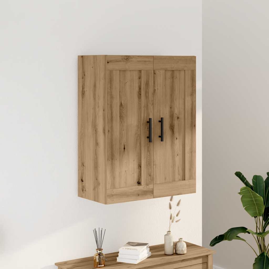 Wandkast 69,5x34x90 cm bewerkt hout artisanaal eikenkleur