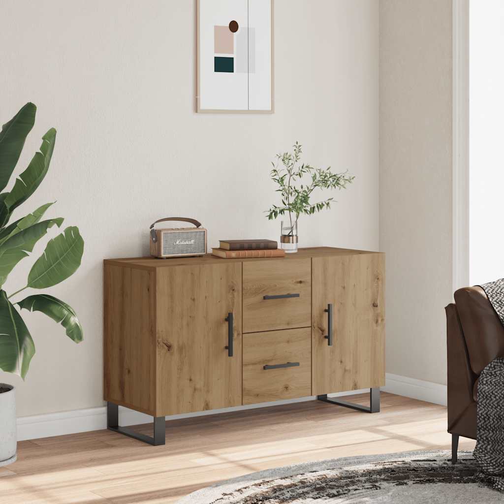 Dressoir 100x36x60 cm bewerkt hout artisanaal eikenkleurig