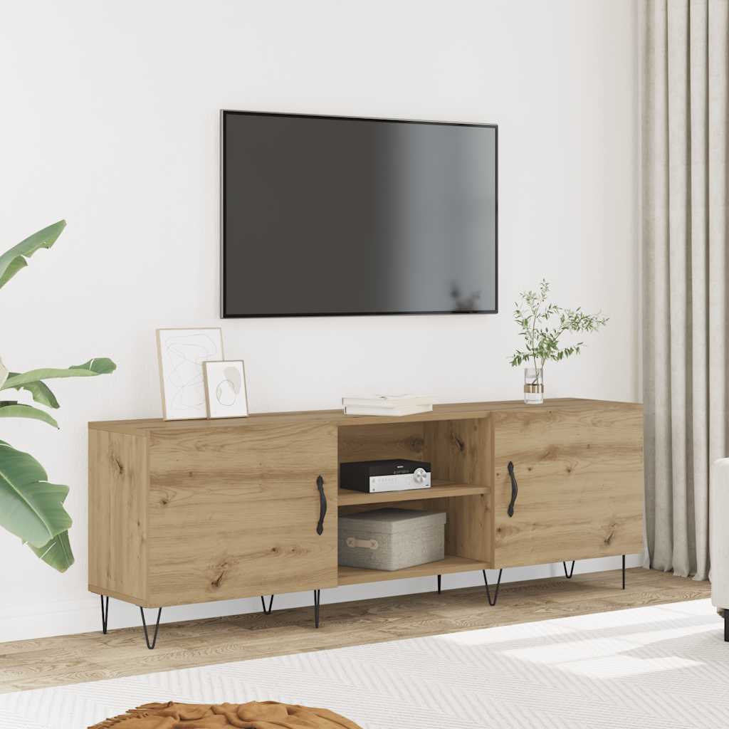 Tv-meubel 150x30x50 cm bewerkt hout artisanaal eikenkleurig – afbeelding 1
