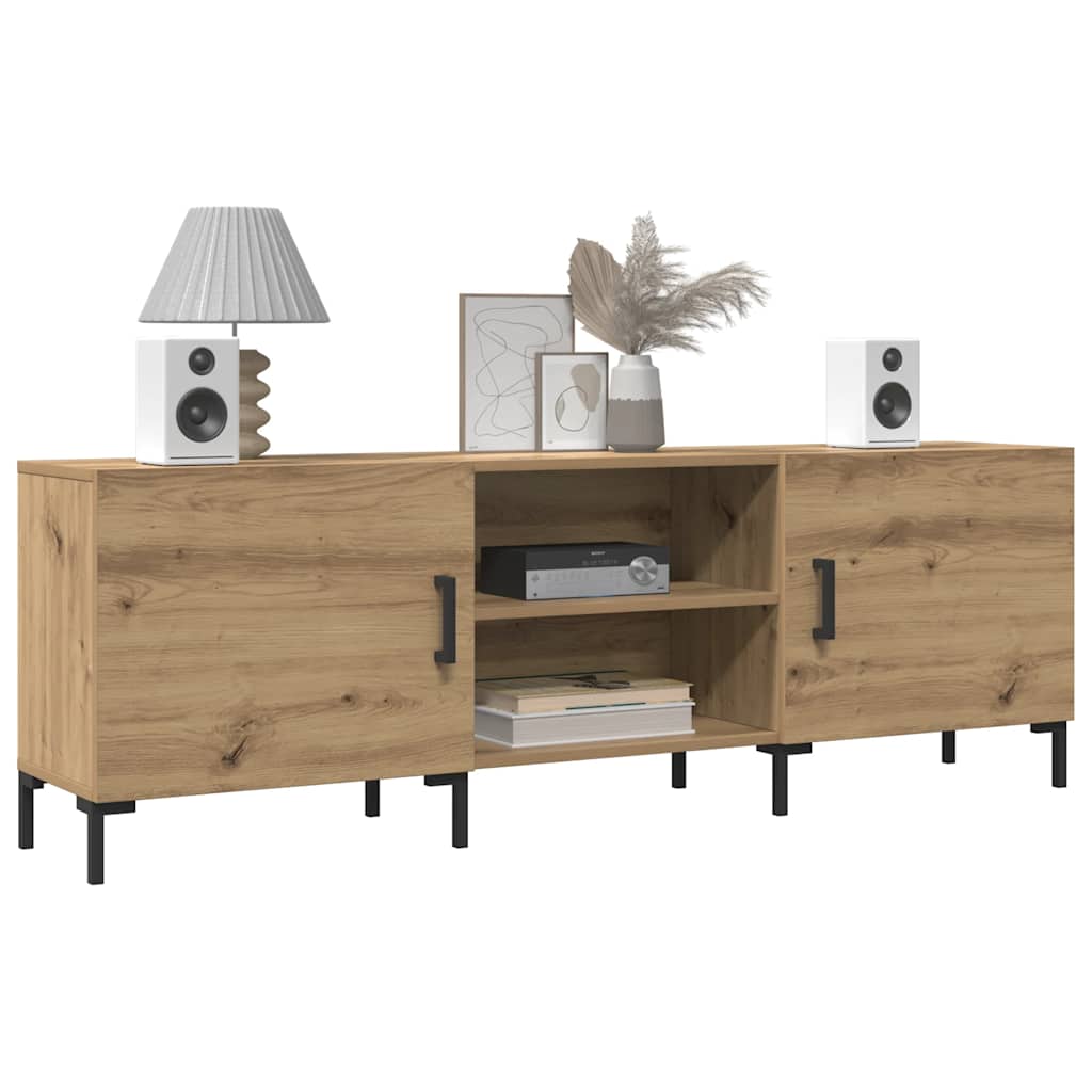 Tv-meubel 150x30x50 cm bewerkt hout artisanaal eikenkleurig – afbeelding 1