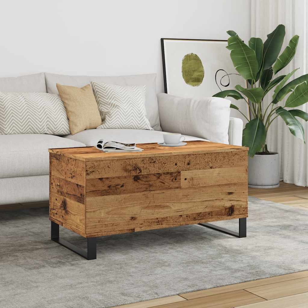 Salontafel 90x44,5x45 cm bewerkt hout oud houtkleurig – afbeelding 1