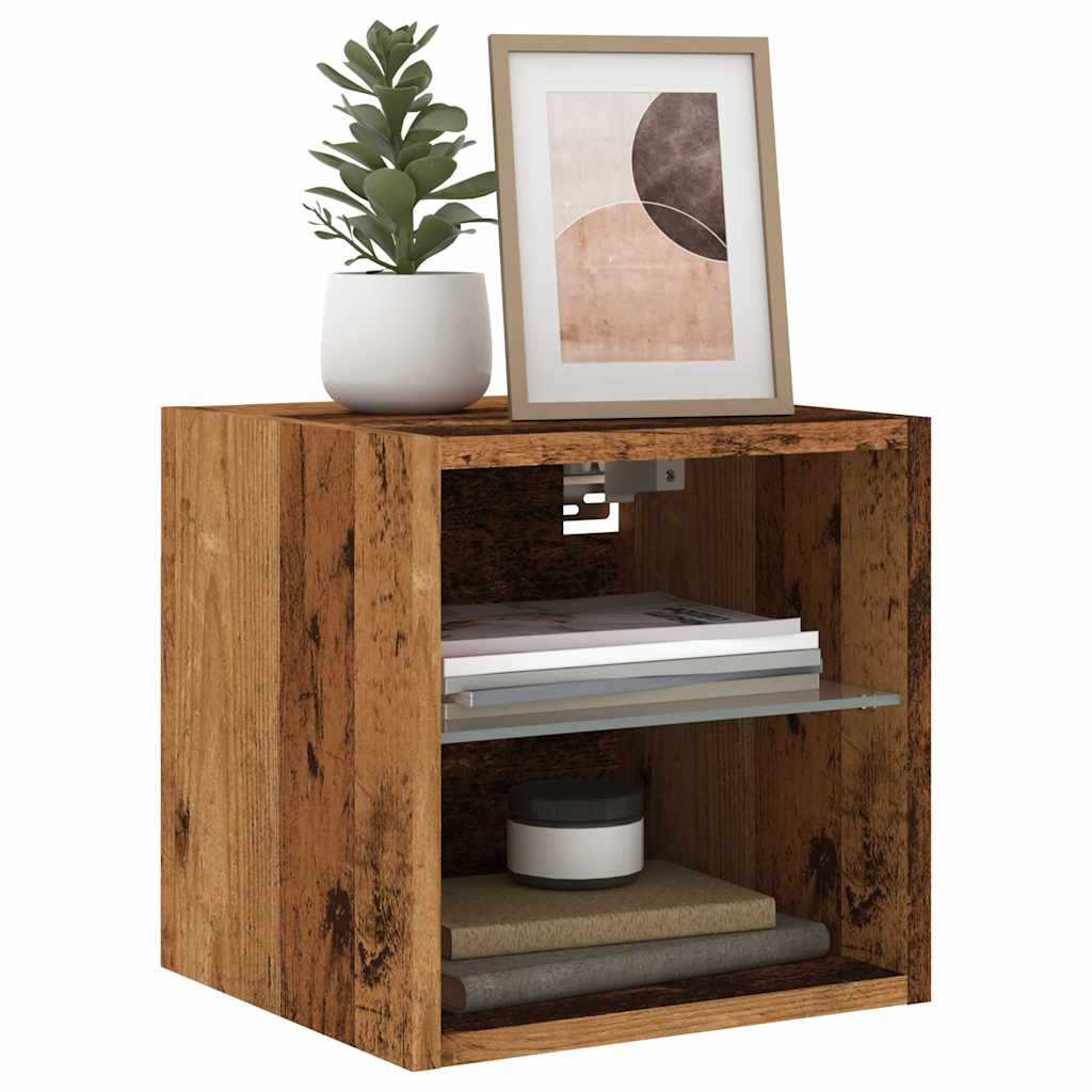 Tv-wandmeubel met LED-verlichting 30x28,5x30 cm oud houtkleurig – afbeelding 1