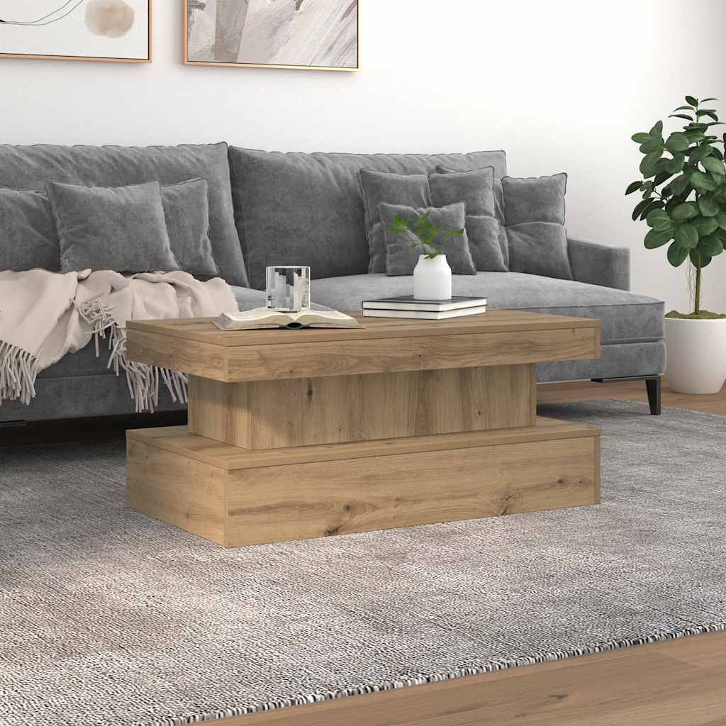 Salontafel met LED-verlichting 90x50x40cm artisanaal eikenkleur