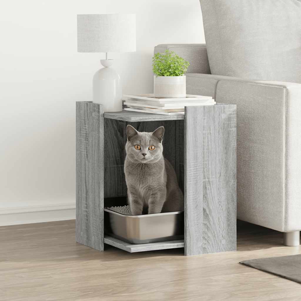 Kattenbakkast 42x42x51 cm bewerkt hout grijs sonoma eikenkleur