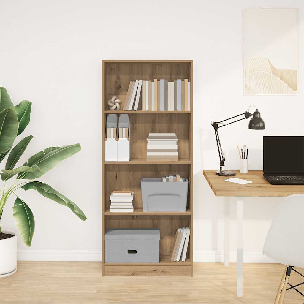 Boekenkast 60x24x143 cm bewerkt hout artisanaal eikenkleurig