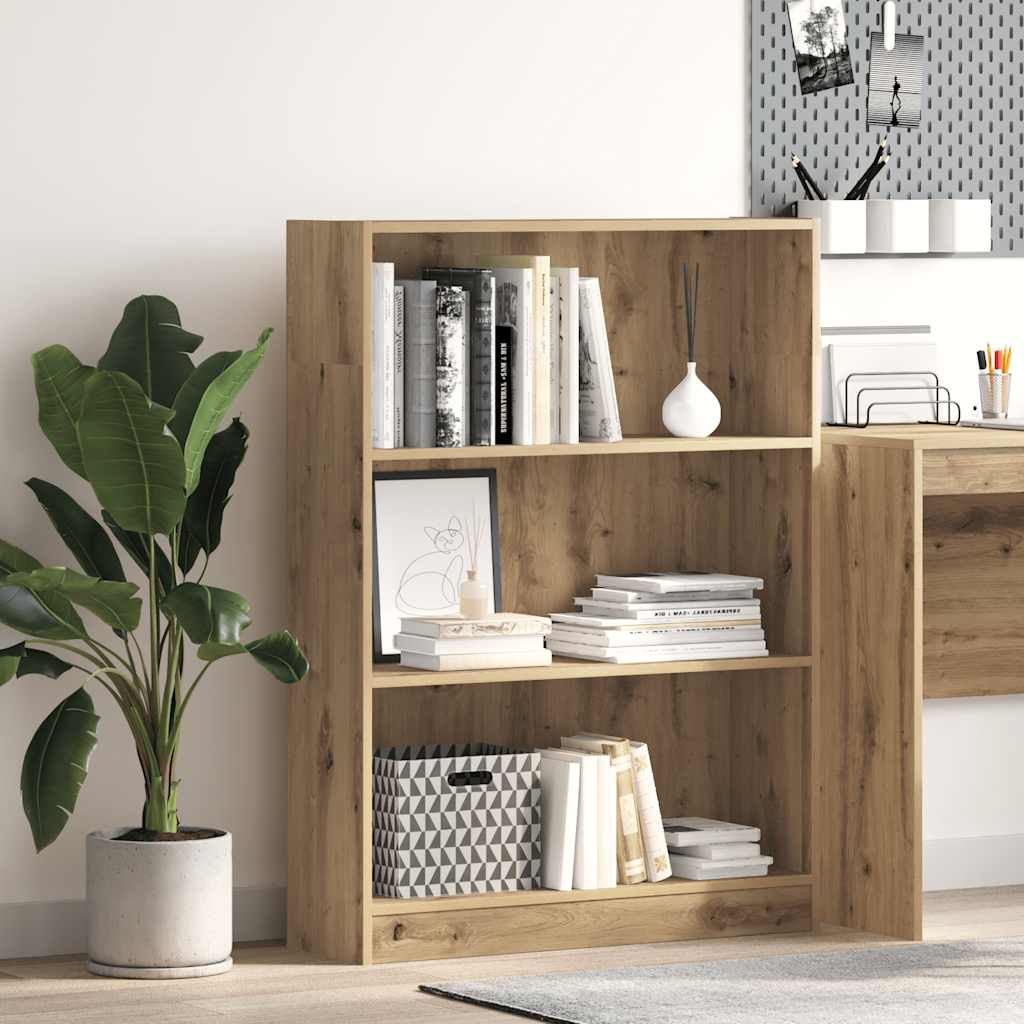 Boekenkast 80x24x109 cm bewerkt hout artisanaal eikenkleurig
