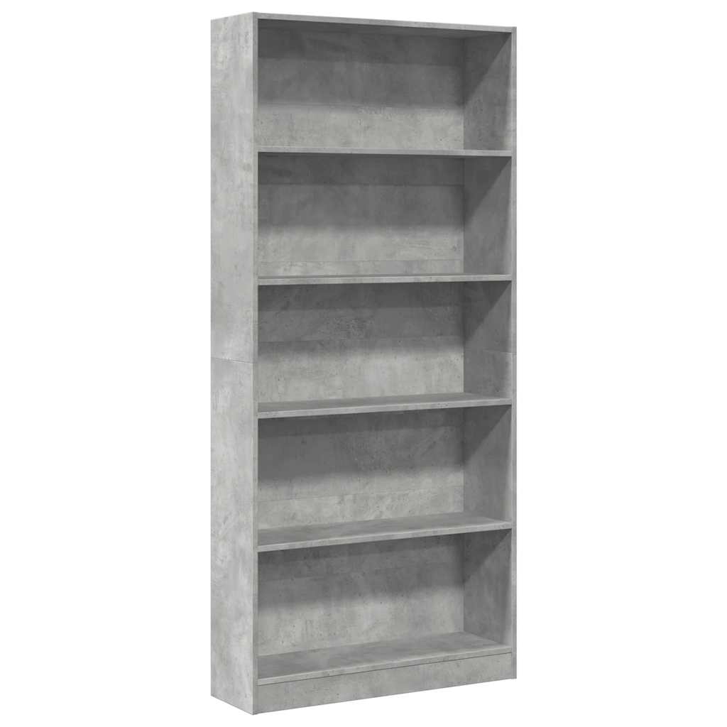 Boekenkast 80x24x176 cm bewerkt hout betongrijs – afbeelding 2