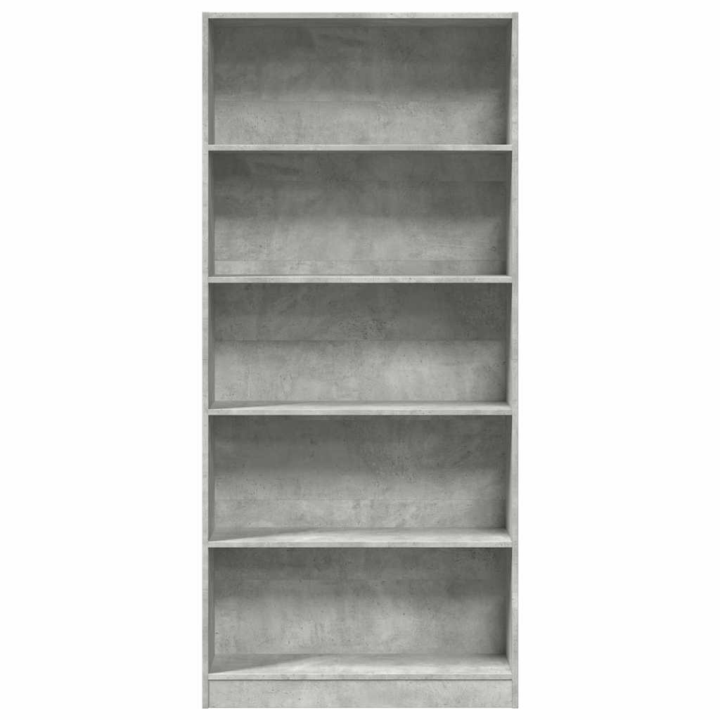 Boekenkast 80x24x176 cm bewerkt hout betongrijs – afbeelding 4