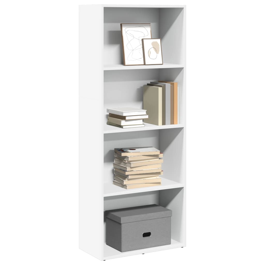Boekenkast 60x30x152 cm bewerkt hout wit – afbeelding 1