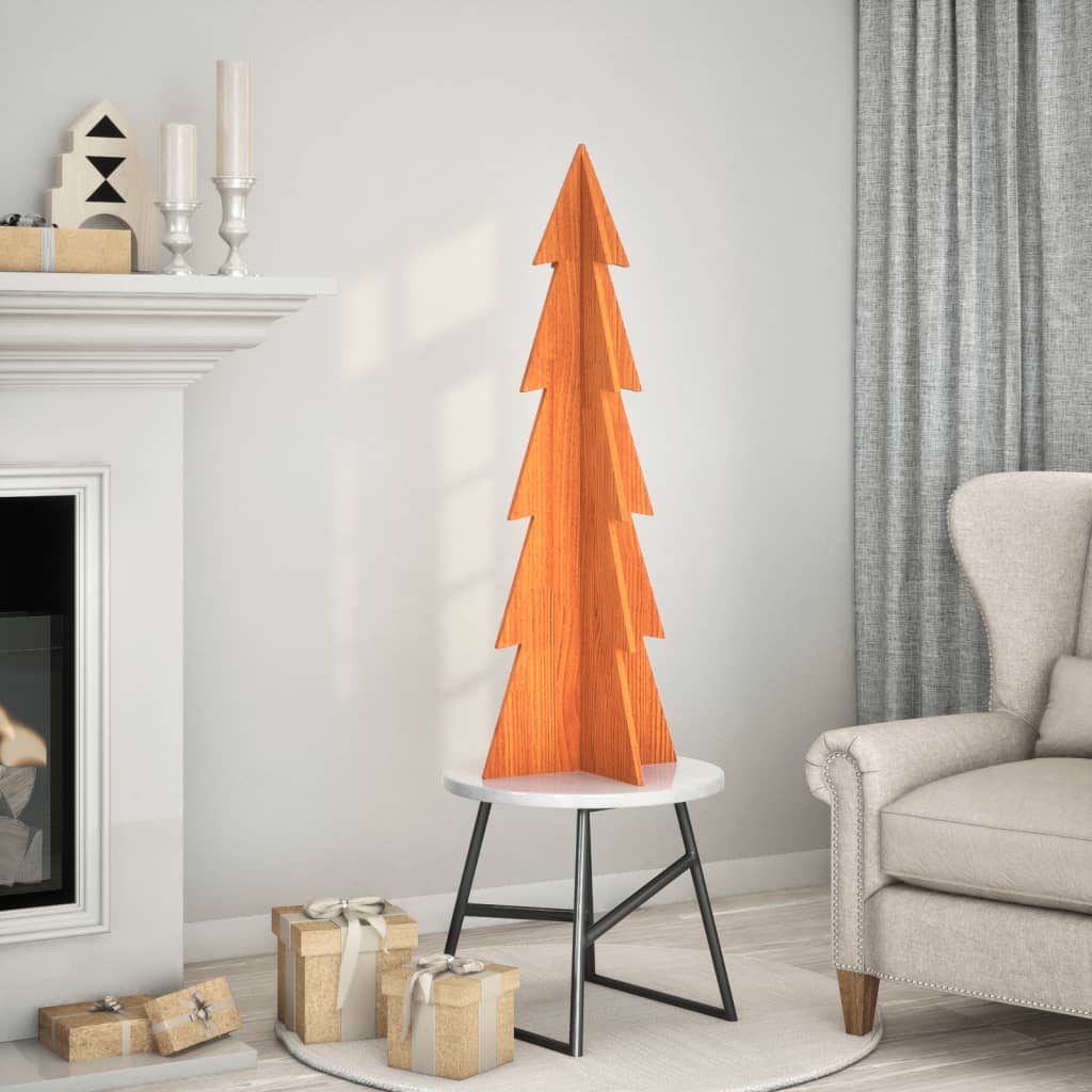 Kerstdecoratie kerstboom 112 cm massief grenenhout wasbruin – afbeelding 1