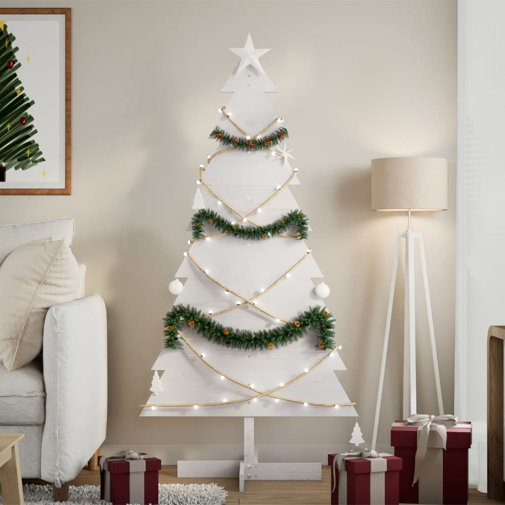 Kerstdecoratie kerstboom 150 cm massief grenenhout wit – afbeelding 1