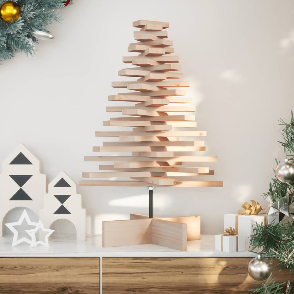 Kerstdecoratie kerstboom 80 cm massief grenenhout – afbeelding 1