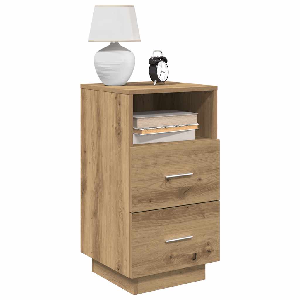 Nachtkastje met 2 lades 36x36x68 cm artisanaal eikenkleurig