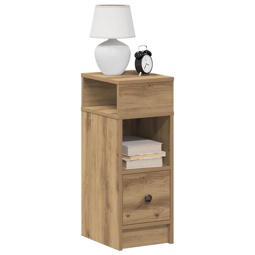 Nachtkastjes 2 st met lade 25x31x66 cm artisanaal eikenkleurig